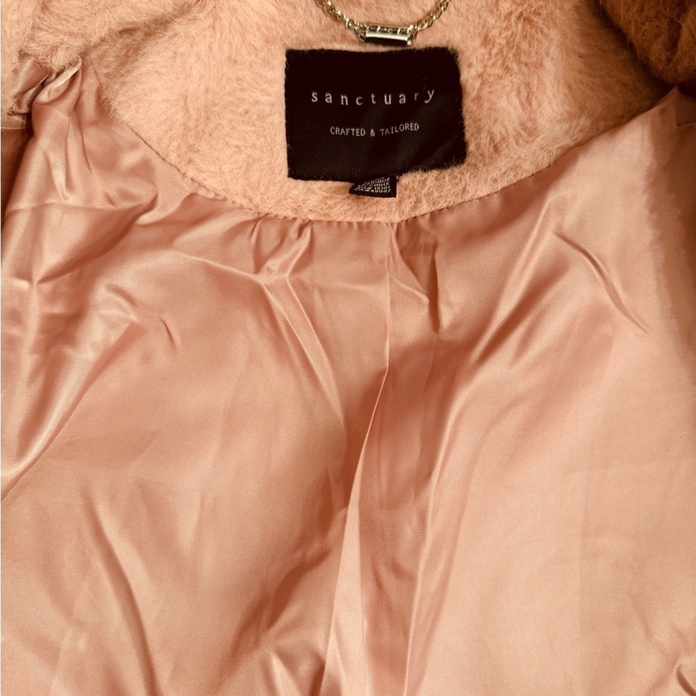 Sanctuary Oversized Coat Plush Pink Midi Women’s Size Medium - Picture 6 of 10